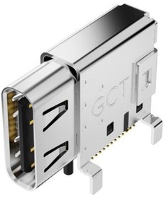 USB4200-03-A, Socket; USB C; SMT; PIN: 24; side,angled 90°; top board mount; 5A