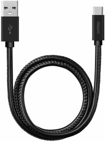 Фото 1/4 Дата-кабель Leather USB - USB-C, алюминий/экокожа 1.2 м, черный, Deppa 72270