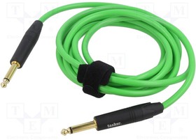 TK123PSF-V, Cable; Jack 6,3mm 2pin plug,both sides; 3m; green; 0.25mm2
