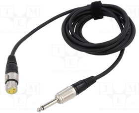 TK223, Cable; Jack 6,3mm 2pin plug,XLR female 3pin; 3m; black; 0.25mm2