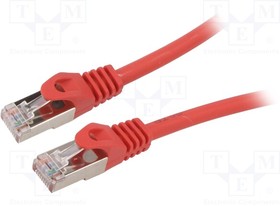 PP6A-LSZHCU-R-15M, Patch cord; S/FTP; 6a; solid; Cu; LSZH; red; 15m; 27AWG; Ocable: 5.8mm