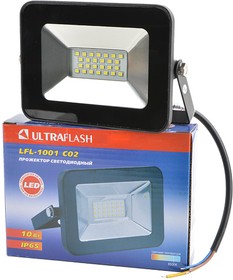 ULTRAFLASH LFL-1001 C02 светодиодный, 10Вт, 6500К, IP65 черный, Прожектор