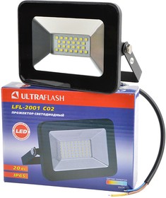 ULTRAFLASH LFL-2001 C02 светодиодный, 20Вт, 6500К, IP65 черный, Прожектор