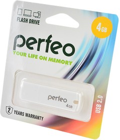 PERFEO PF-C05W004 USB 4GB белый BL1, Носитель информации
