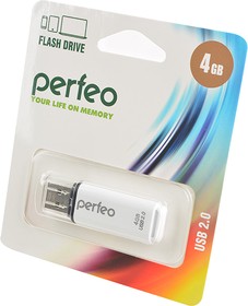 PERFEO PF-C13W004 USB 4GB белый BL1, Носитель информации
