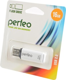 PERFEO PF-C13W016 USB 16GB белый BL1, Носитель информации