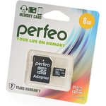 PERFEO microSD 8GB High-Capacity (Class 10) с адаптером BL1, Носитель информации