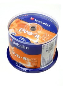 Verbatim 43548 DVD-R 4.7 GB 16x CB/50, Записываемый компакт-диск