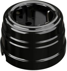 Розетка пластиковая с заземляющим контактом, цвет - черный GE30301-05