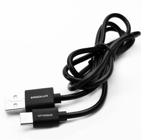 Фото 1/4 Кабель USB-Type C 2А 1м зарядка + передача данных черн. (пакет) ERGOLUX 15089