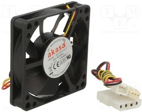 AK-179BKT-C, Fan: DC; axial; 12VDC; 70x70x15mm; 46.5dBA; ball bearing; 3?6krpm