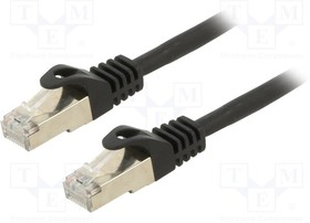 PP6A-LSZHCU-BK-10M, Patch cord; S/FTP; 6a; solid; Cu; LSZH; black; 10m; 27AWG; Cablexpert