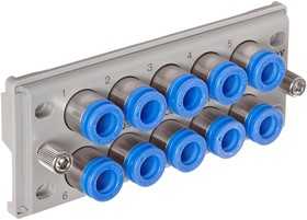 KDM10P-06, KDM Series Multi-Connector Fitting, Push In 6 mm, Tube-to-Tube Connection Style