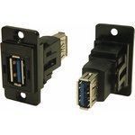 Straight, Panel Mount, Socket to Socket Type A to A 3.0 USB Connector