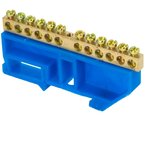 sn0-63-12- d, Zero bus N 6x9 12 open. brass blue. PROxima DIN rail insulator