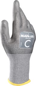 Фото 1/4 610 7, KRYTECH 610 Grey HPPE Cut Resistant Work Gloves, Size 7, Small, Polyurethane Coating