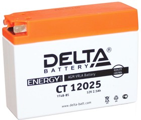 CT12025, Аккумулятор свинцовый 12B-2.5Ач 114х39х87 (для мототехники)