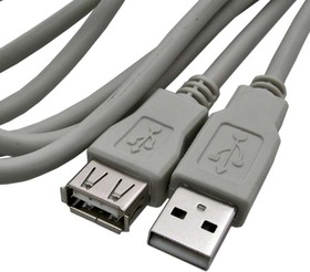 Фото 1/3 USB-A F USB-A M 1.8m (SZC), Кабель компьютерный USB соединительный USB-AF-USB-A(m), 1.8 м
