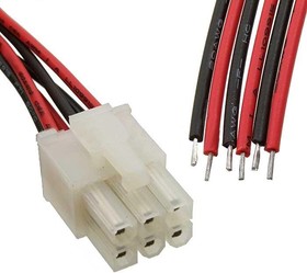 Фото 1/2 MF-2x3F wire 0,3m AWG20, Межплатный кабель питания (вилка) типа Mini-Fit 2x3, AWG20, 0,3 м