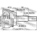 0110-ACV40L26A48, Шрус наружный 26x61.3x26