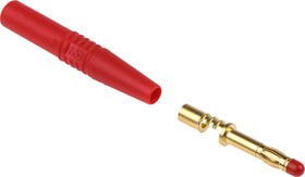 Фото 1/4 22.2260-22 22.1025, Red Male Banana Plug, 4 mm Connector, Solder Termination, 32A, 1000V, Gold Plating