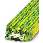 3031416, ST 4-TWIN-PE Series Green/Yellow Earth Terminal Block, Single-Level ...