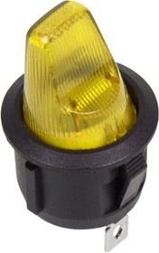 Фото 1/6 36-2602, Выключатель клавишный круглый 250V 6А (3с) ON-OFF желтый (перепак. из 12в)