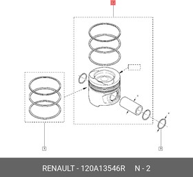 120A13546R, Поршень ДВС 1,5dci Duster, Megane II, Sandero