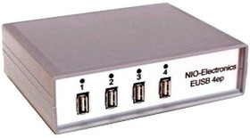 NIO-EUSB 4EP, Концентратор сетевой USB, 4*USB 2.0, 1*10/100/1000 Base-T, пластиковый корпус