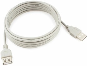 Кабель-удлинитель USB2.0 Cablexpert CC-USB2-AMAF-10-N, AM/AF, медь, 3.0м, серый, пакет