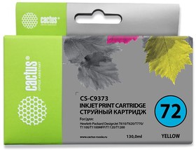 Фото 1/5 Картридж струйный Cactus CS-C9373 №72 фото желтый (130мл) для HP DJ T610/T620/T770/T1100/ T1100/T1120/T1200