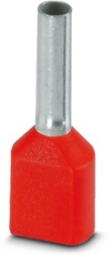 Фото 1/2 Insulated twin wire end ferrule, 1.0 mm², 15 mm/8 mm long, red, 3200810