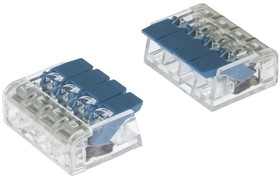 PCT-414 blue, Клемма зажимная соединительная безвинтовая PCT-414 на 4 провода, 0,5-2,5 мм2, маркировка синяя, аналог WAGO