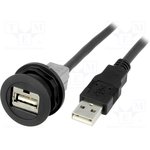 09454521960, Гнездо USB, 22мм, har-port, -25-70°C, d22,3мм, IP20, Цвет: черный