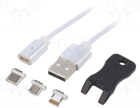 Фото 1/2 CC-USB2-AMLM31-1M, Кабель; магнитная,USB 2.0; 1м; белый; Мат-л внешн.оболочки: TPE