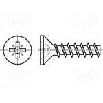 B2.5X10/BN82427, Винт с потайной головкой Pozidriv для плас оцинкованный M2,5x10мм