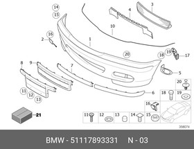 51117893331, Решетка бампера Пд