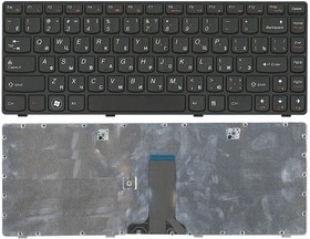 Фото 1/2 Клавиатура для ноутбука Lenovo G480 черная с черной рамкой
