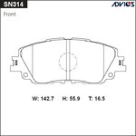 SN314, Дисковые тормозные колодки ADVICS передние