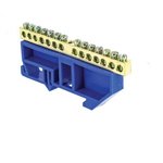 sn0-63-14- d, Zero bus N 6x9 14 open. brass blue. PROxima DIN rail insulator