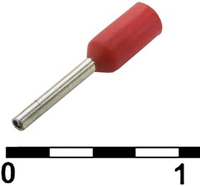DN00206 red (0.75x6mm), Наконечник втулочный изолированный DN00206, 0.75x6 мм, 0.25 мм?, красный