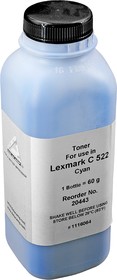 Тонер для Lexmark C522, Cyan, 60гр, Delacamp
