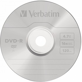 Фото 1/7 43523, Диск DVD-R Verbatim 4.7 Gb, 16x, Cake Box (10), (10/200)