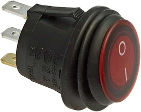 SB040 RED IP65 on-off ф20.2mm, Клавишный переключатель SB040, IP65, ON-OFF, диаметр 20.2 мм, красный