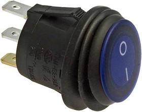 SB040-12V BLUE IP65 on-off ф20.2mm, Клавишный переключатель SB040-12V, IP65, ON-OFF, диаметр 20.2 мм, синий