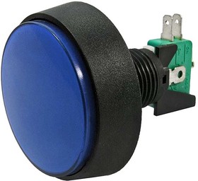 GMSI-1B-C no(nc)+nc(no) blue, Кнопка GMSI круглая 1B-C с LED подсветкой 12 В, 5 А, 30 мОм, 250 В, no-nc+nc-no, синяя