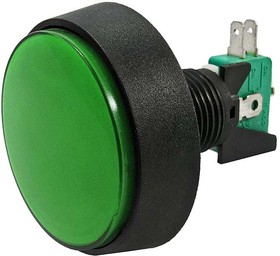 GMSI-1B-C no(nc)+nc(no) green, Кнопка GMSI круглая 1B-C с LED подсветкой 12 В, 5 А, 30 мОм, 250 В, NO(NC)+NC(NO), зеленая