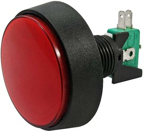 GMSI-1B-C no(nc)+nc(no) red, Кнопка GMSI круглая 1B-C с LED подсветкой 12 В, 5 А, 30 мОм, 250 В, NO(NC)+NC(NO), красная