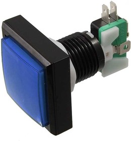 GMSI-2B-S no(nc)+nc(no)blue 44mm, Кнопка GMSI квадратная 2B-S с LED подсветкой 12 В, 5 А, 30 мОм, 250 В, NO(NC)+NC(NO), синяя