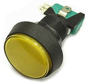 GMSI-4B-C no(nc)+nc(no) yellow, Кнопка GMSI круглая 4B-C с LED подсветкой 12 В, 5 А, 30 мОм, 250 В, NO(NC)+NC(NO), желтая